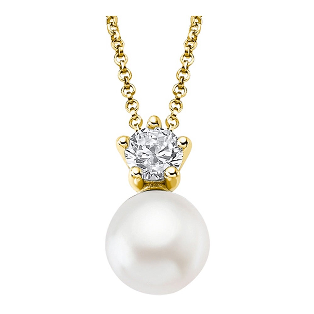 LOTUS Silver Halskette Perle 925 Silber LP1800-1/2 gold Zirkonia JLP1800-1-2