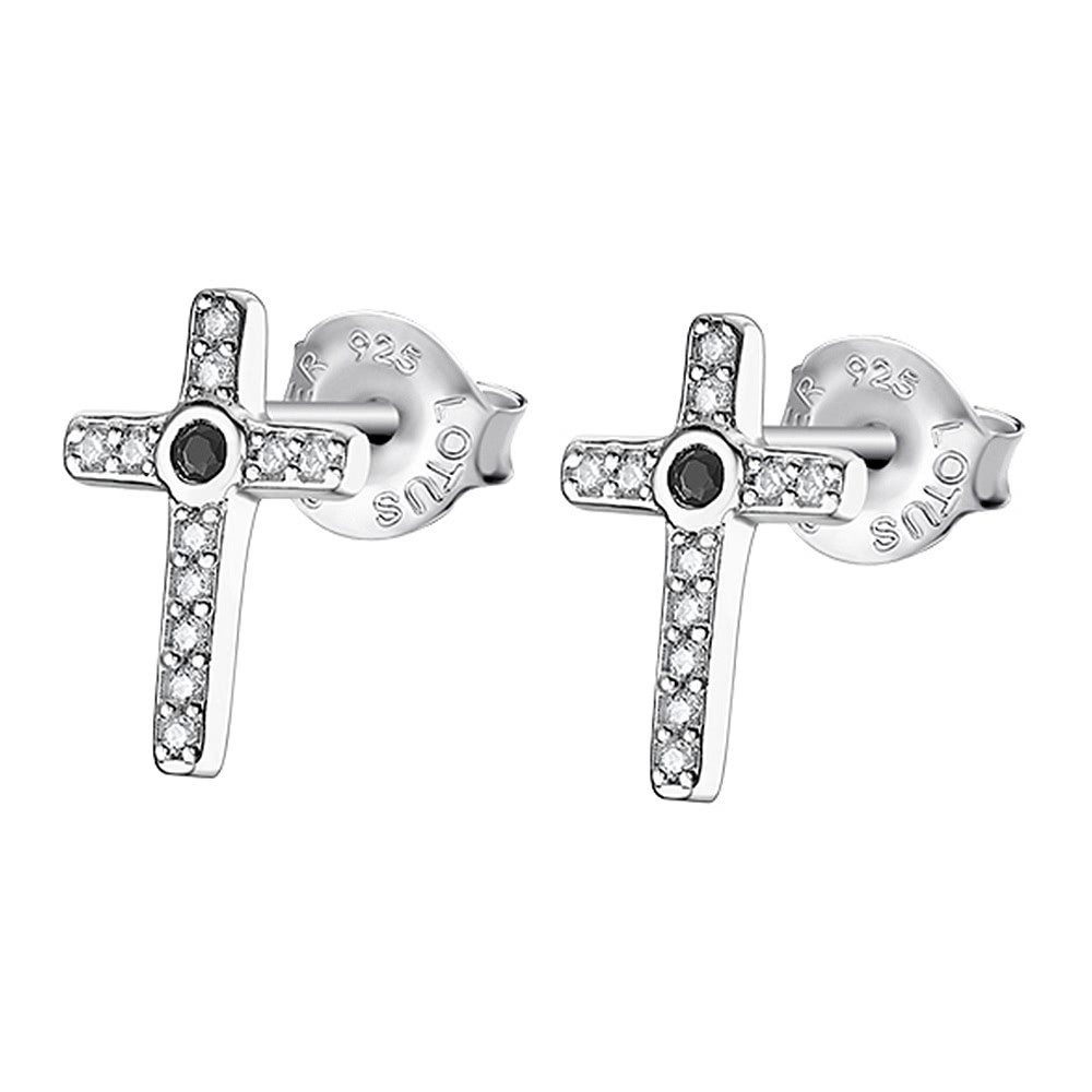LOTUS Silver Ohrstecker Kreuz 925 Silber LP1943-4/1 schwarz Zirkonia JLP1943-4-1