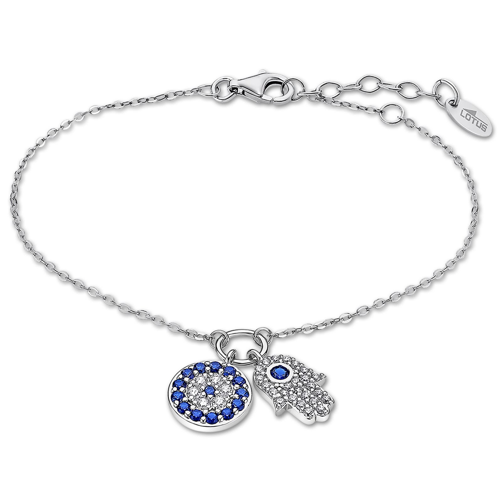 LOTUS Silver Armband Hand der Fatima 925 Silber blau Zirkonia Mystic JLP1969-2-1