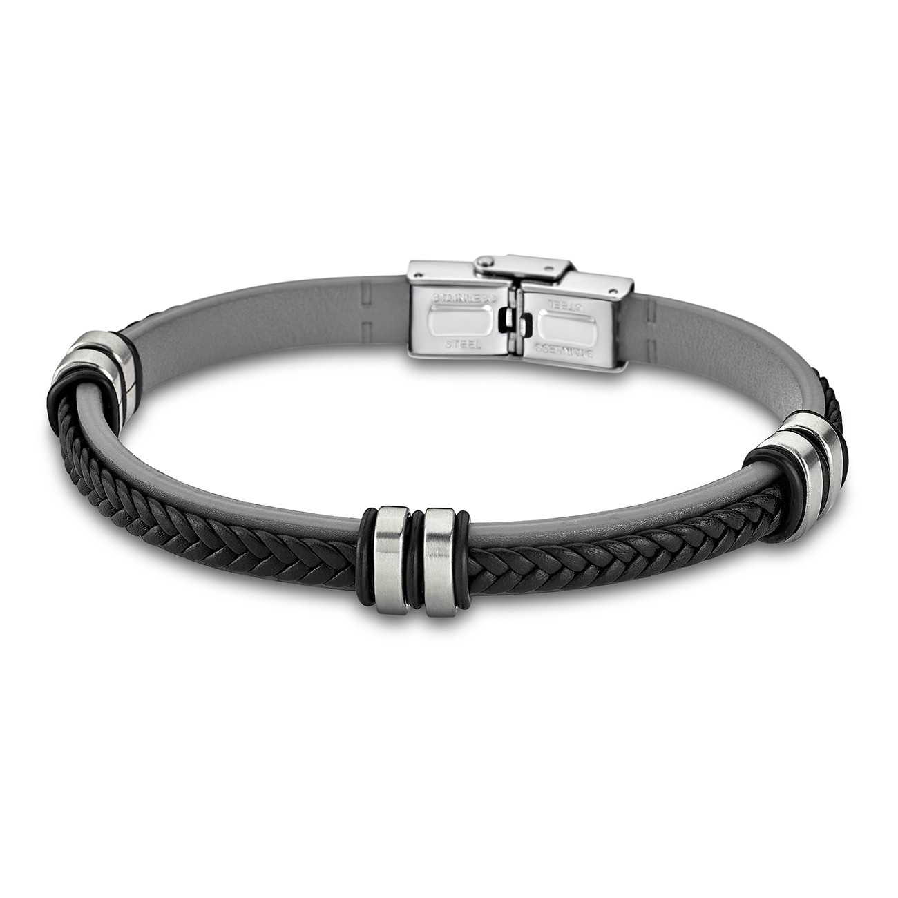 LOTUS Style Armband Damen Herren LS1829-2/4 Leder grau schwarz JLS1829-2-4