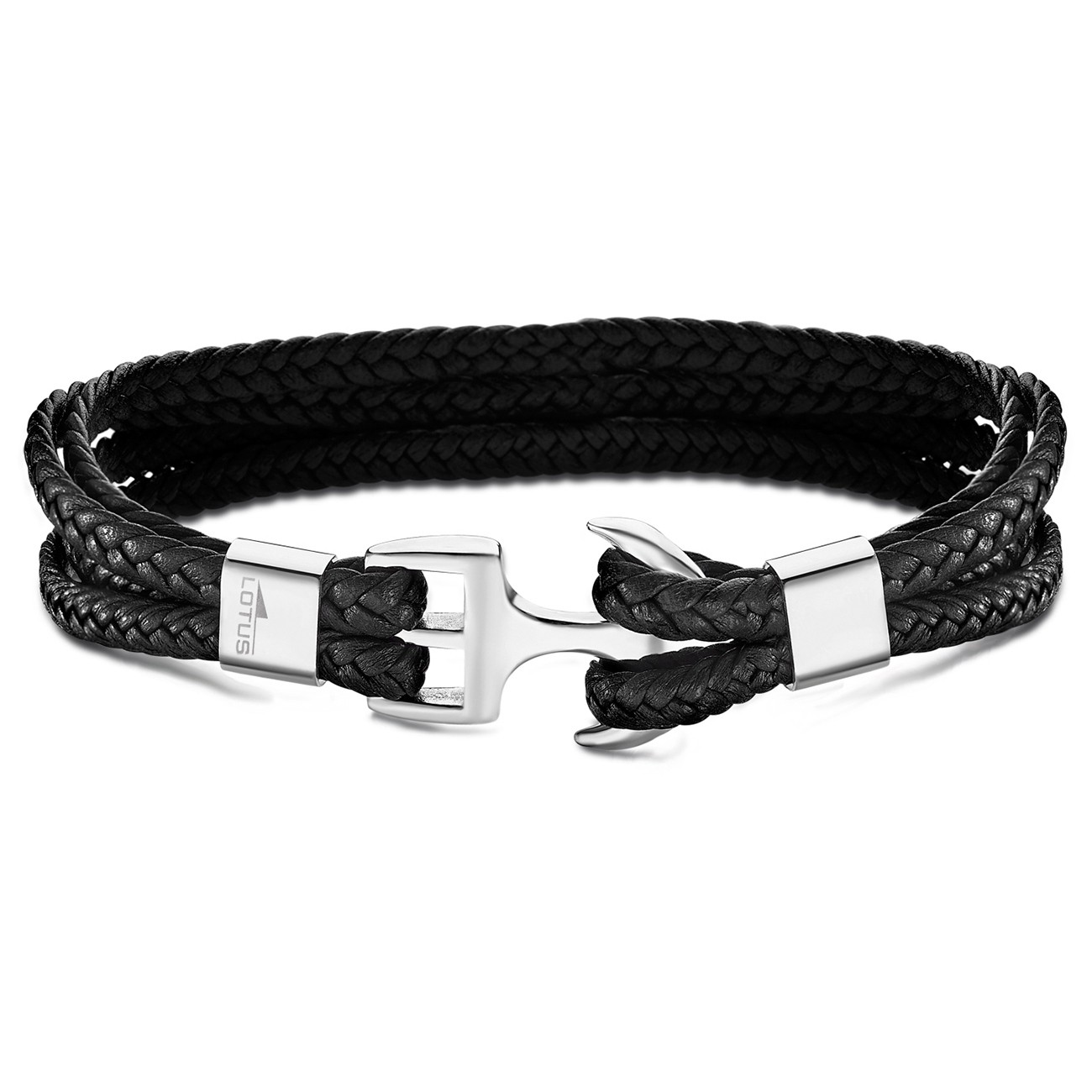 LOTUS Style Armband geflochten LS2006-2/1 Herren Leder schwarz Anker JLS2006-2-1