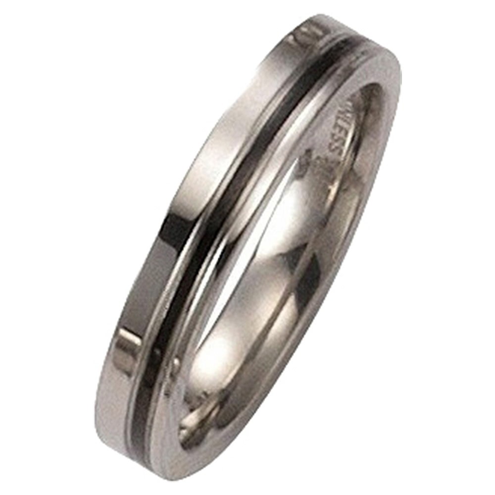 KISMA Schmuck Ring Gr. 54 Edelstahl gl./matt schwarz KIR0127-007-54