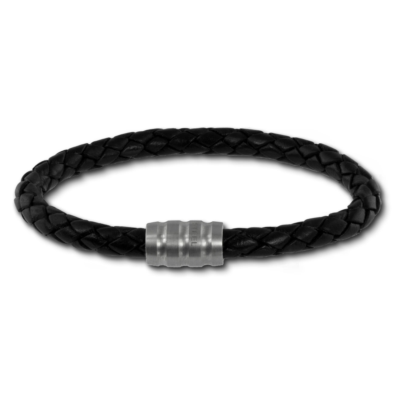 SilberDream Leder Armband schwarz 20cm mit Edelstahl Verschluss LAB0120