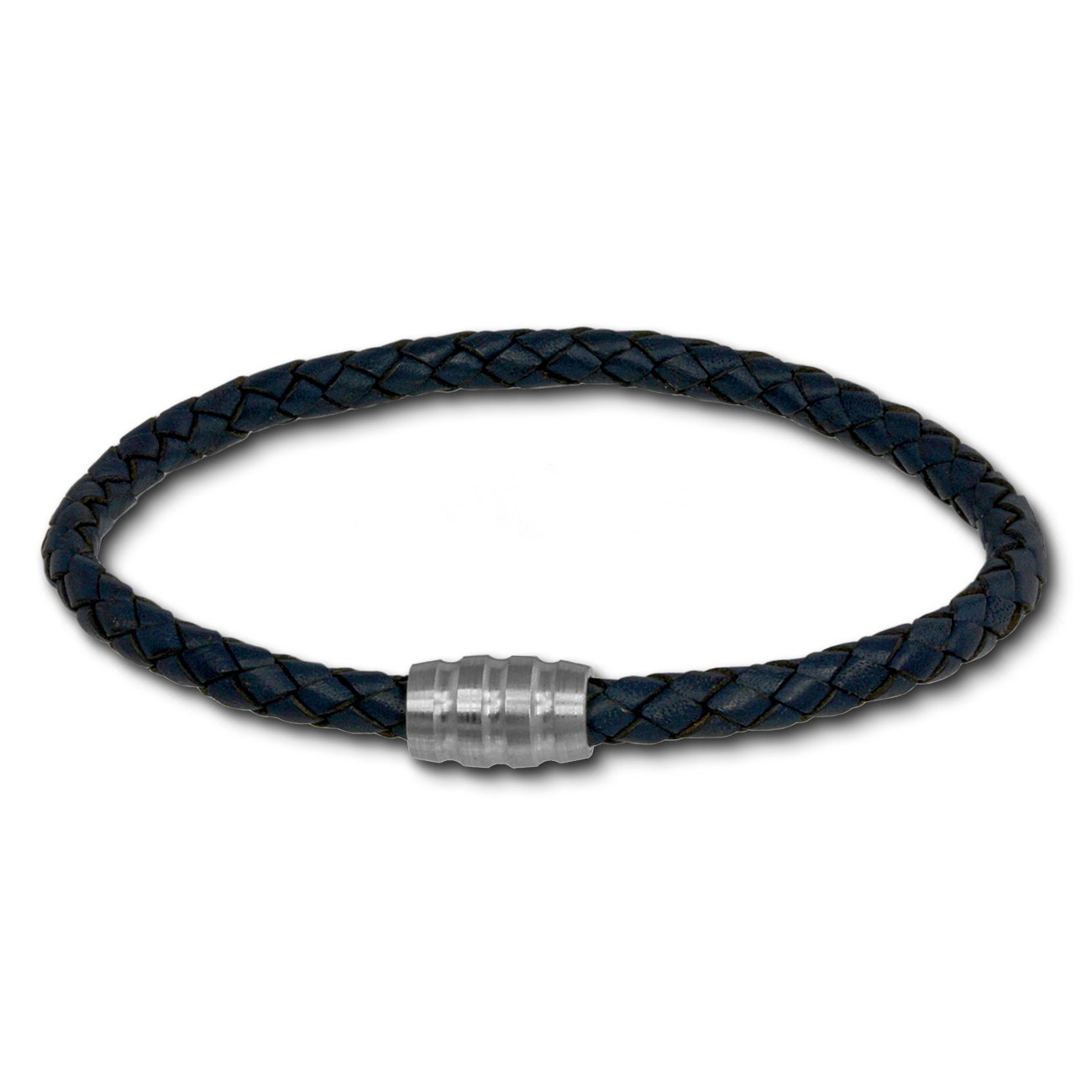 SilberDream Leder Armband 5mm blau 22cm Edelstahl Verschluss LAB0422