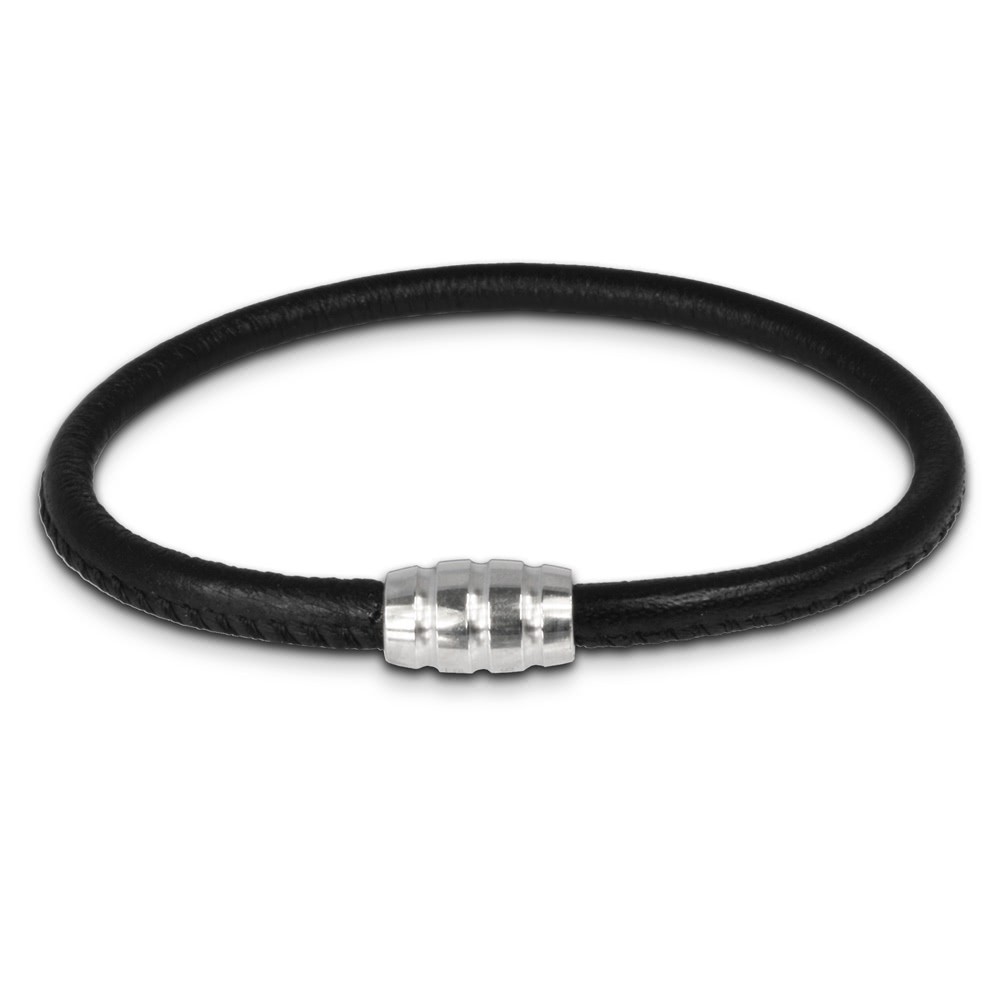SilberDream Nappa Leder Armband schwarz mit 925er Verschluss LS0401