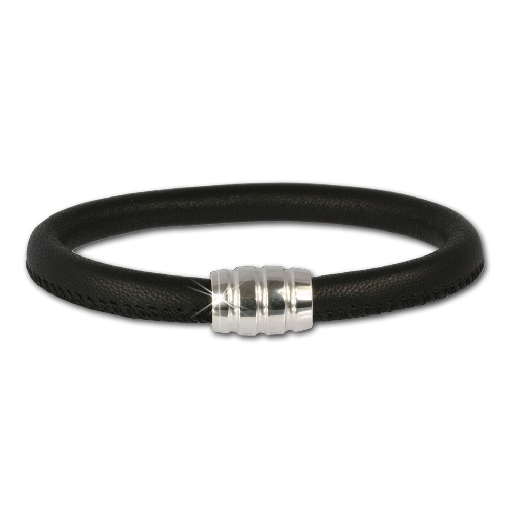 SilberDream Nappa Leder Armband schwarz mit 925er Verschluss LS0601