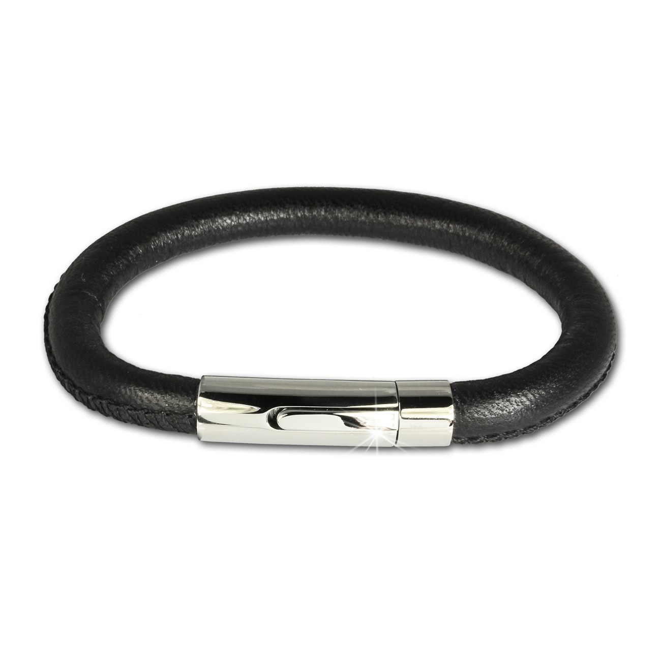 SilberDream Nappa Leder Armband schwarz mit Edelstahlverschluss LS1601