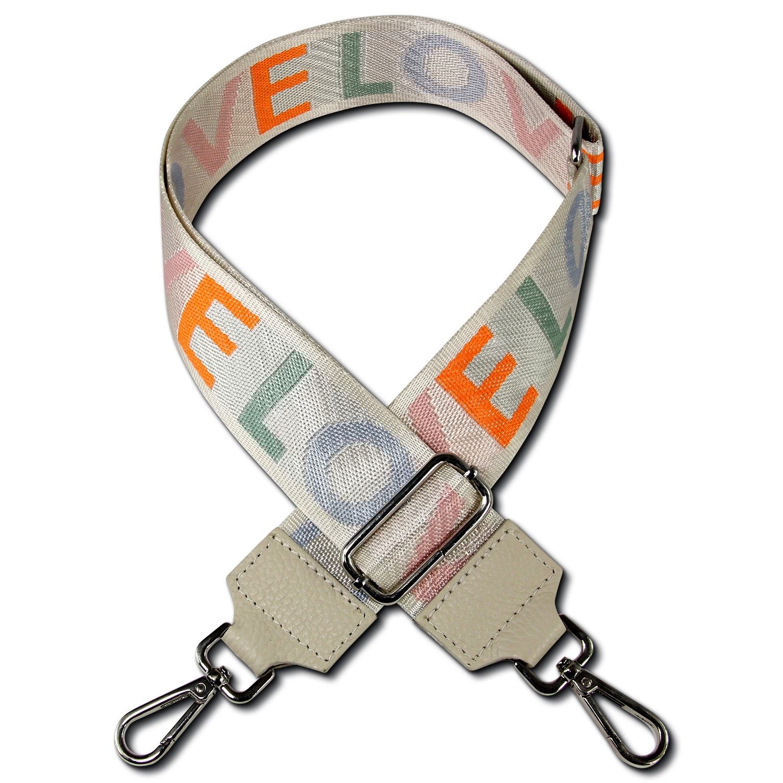 Florence Damen Boho-Gurt Canvas Leder beige bunt silber OGF007JI