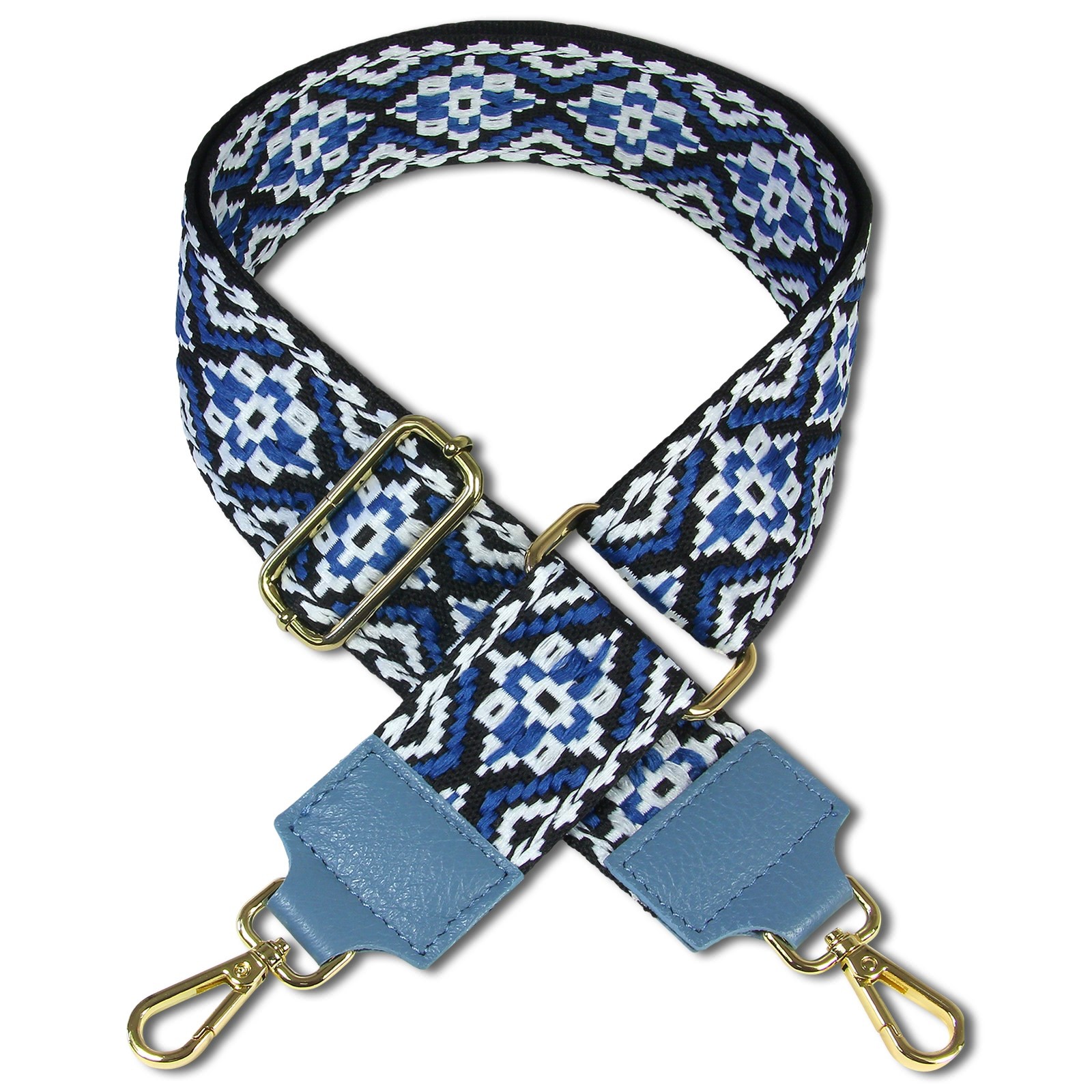 Florence Damen Boho-Gurt Canvas Leder blau weiß OGP001YB