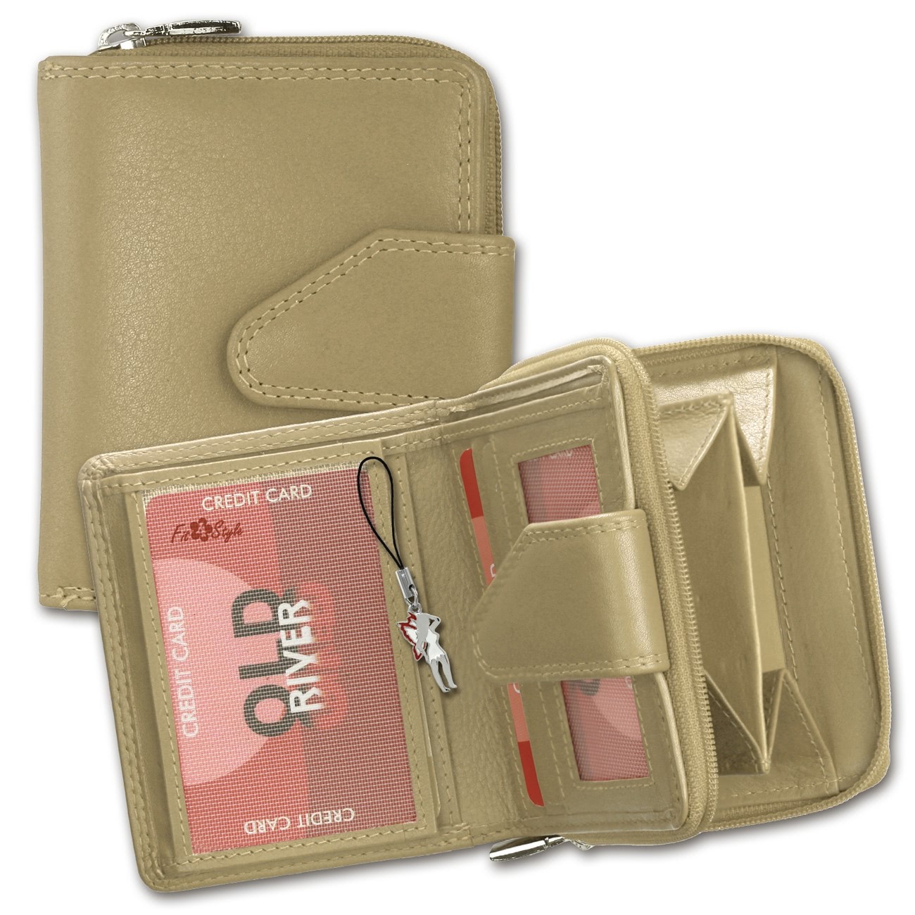 Old River Damen Portemonnaie echtes Leder braun 9x2,5x10cm OPD104C