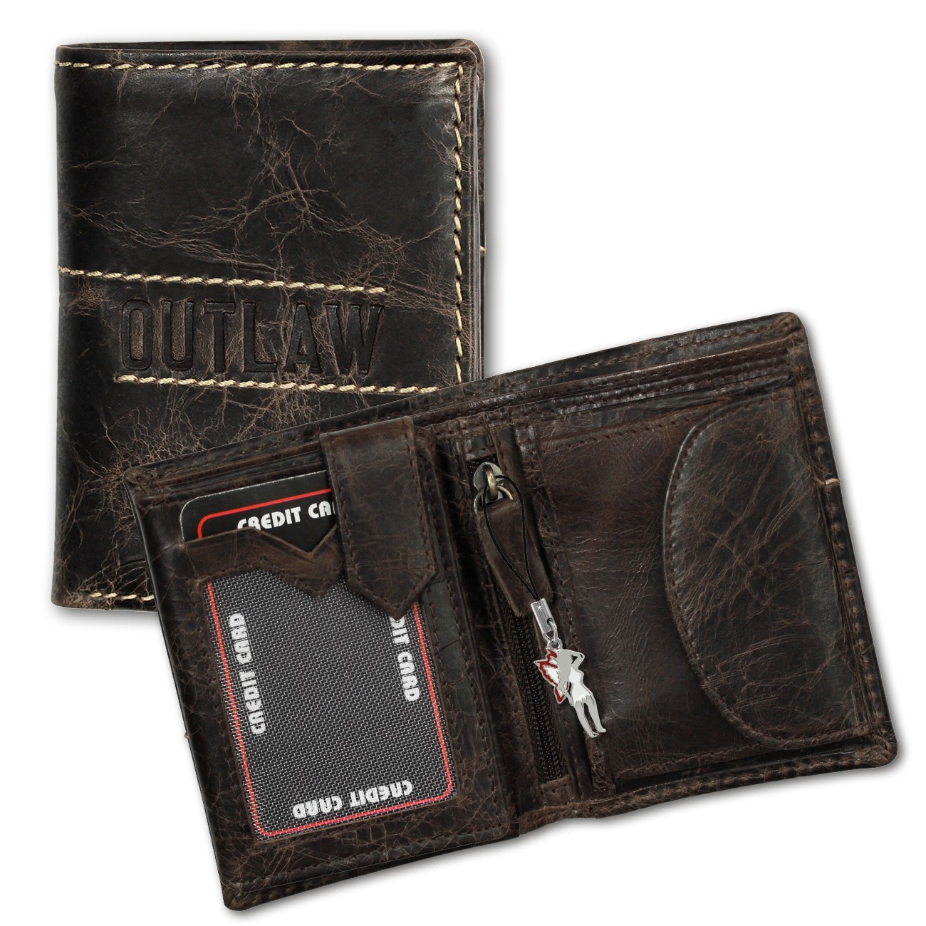 DrachenLeder Leder braun Geldbeutel Portemonnaie Brieftasche OPD106N