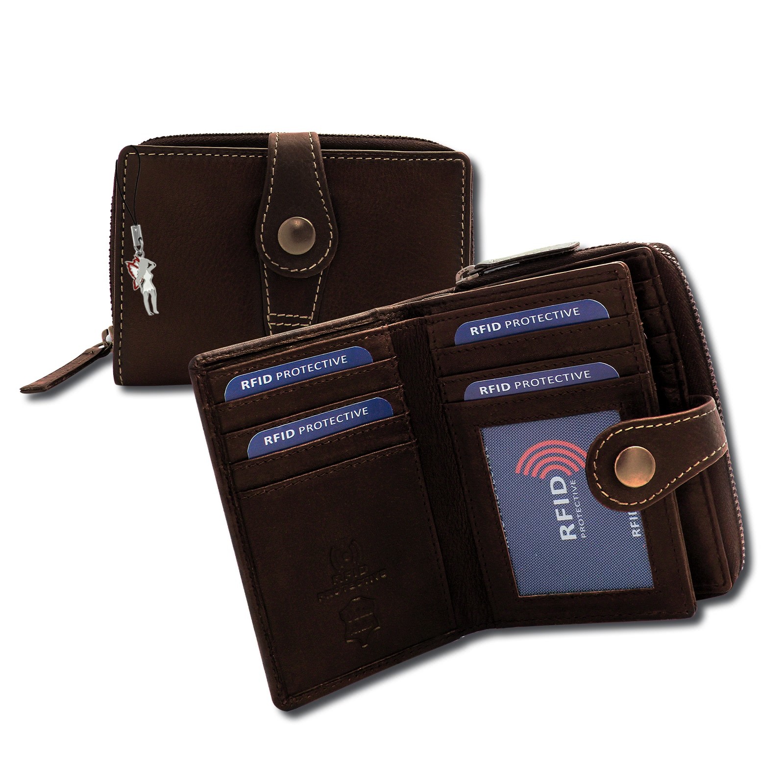 DrachenLeder Leder braun Portemonnaie Brieftasche RFID Schutz OPD210C