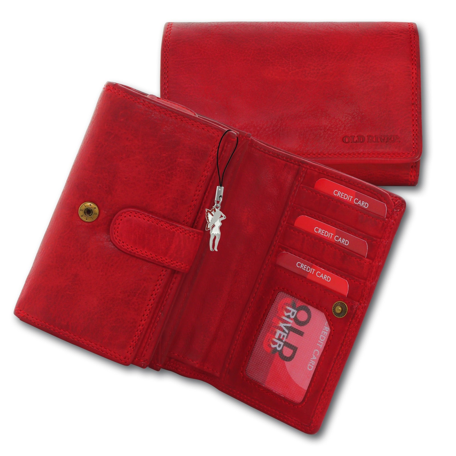 Großes Portemonnaie Querformat Leder rot Brieftasche OPD421R