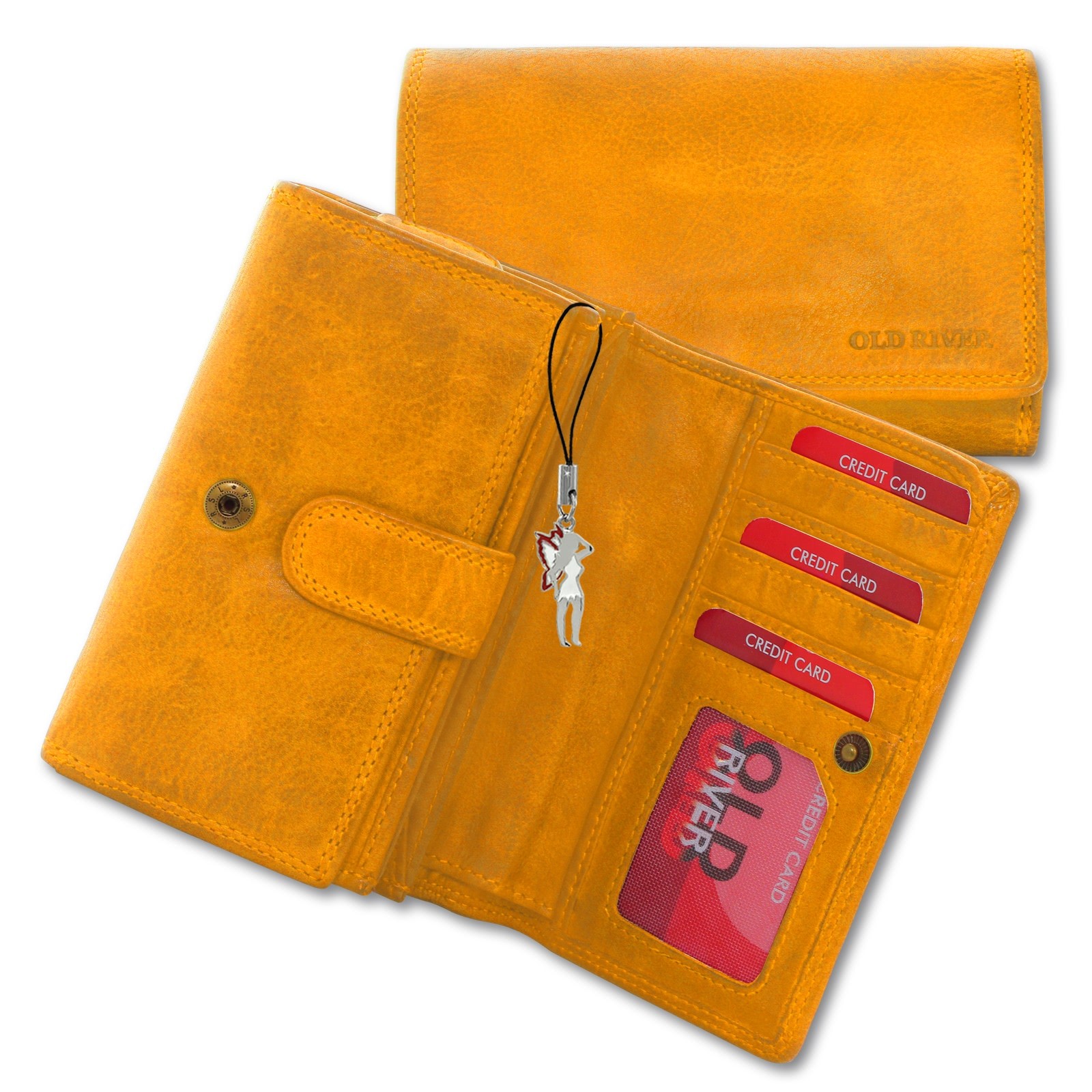 Großes Portemonnaie Querformat Leder gelb Brieftasche OPD421Y