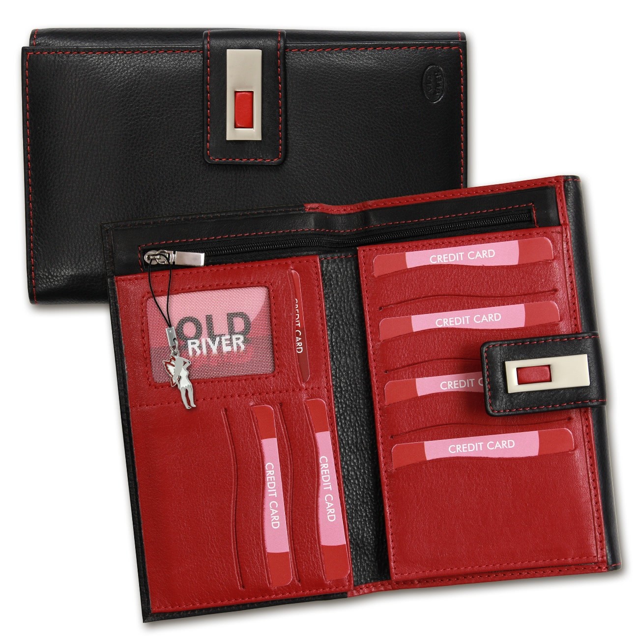Großes Portemonnaie Hochformat XXL Leder schwarz Brieftasche OPD700S