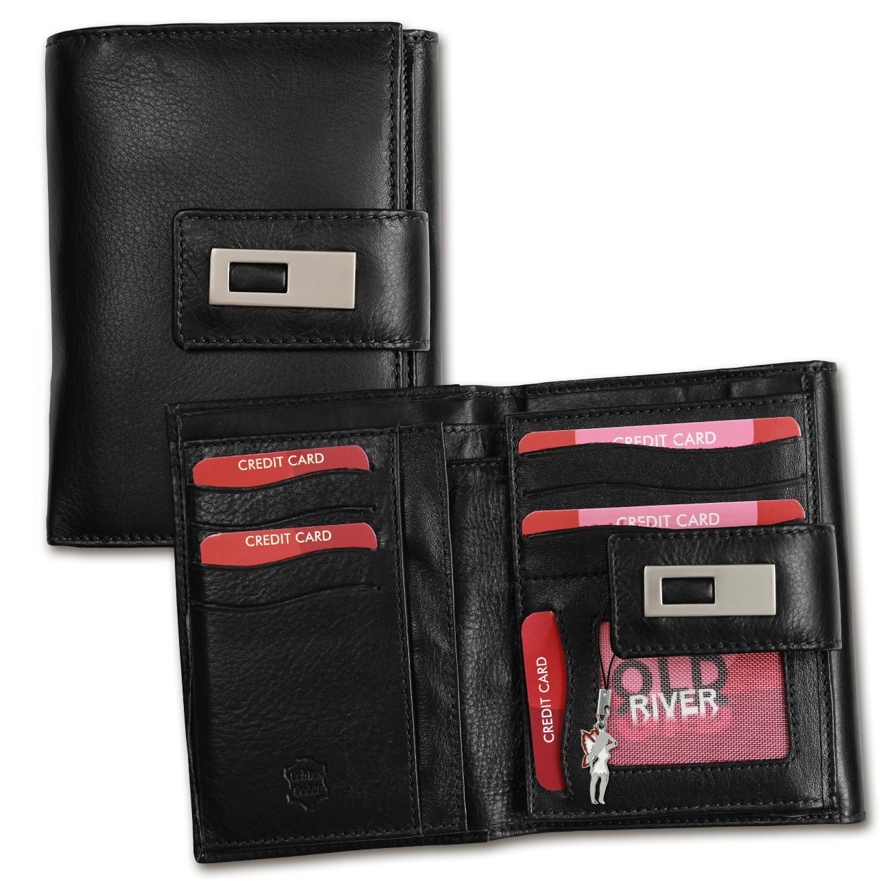 Old River Geldbörse echtes Leder schwarz XL Brieftasche Portemonnaie OPD701F