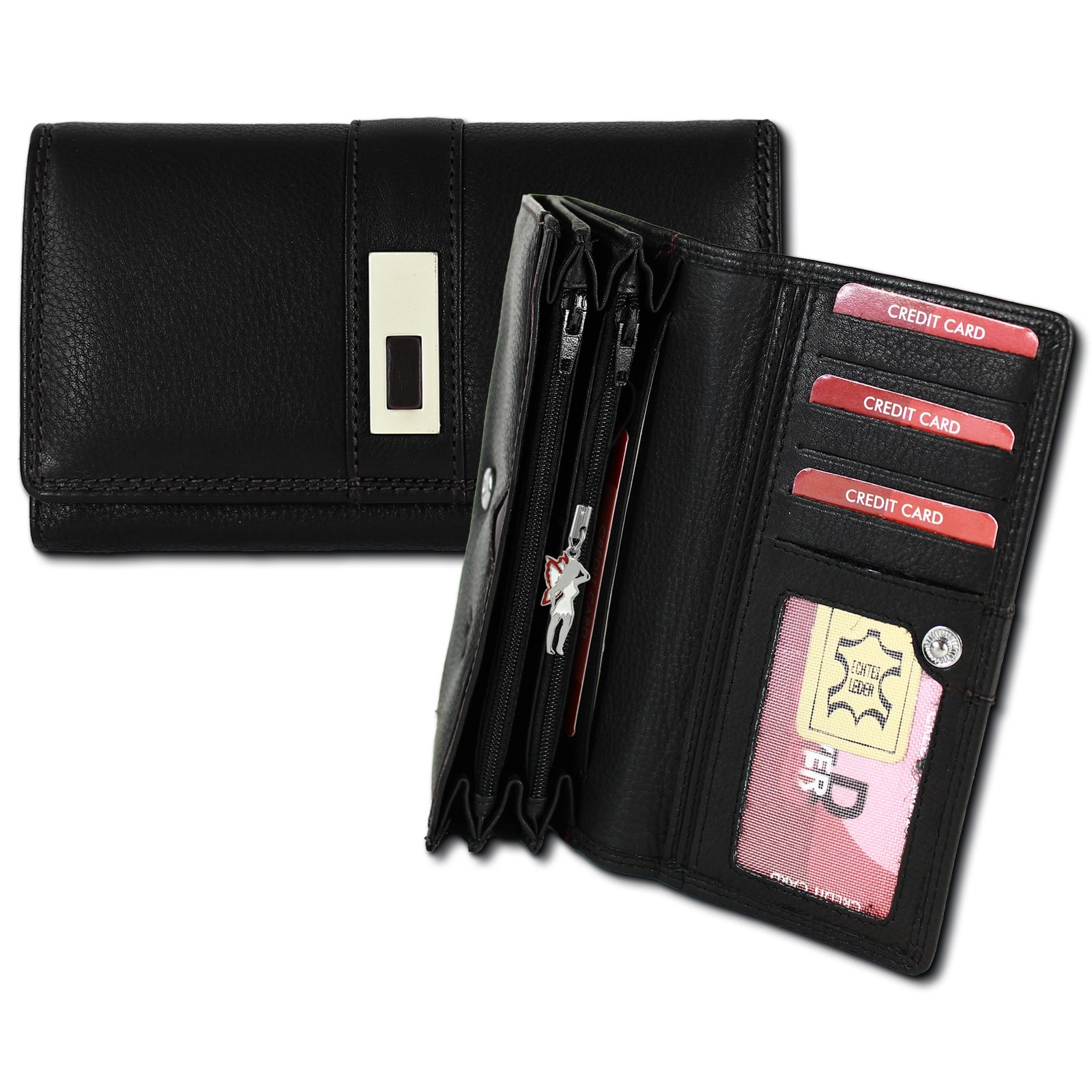 Old River Portemonnaie Querformat Leder schwarz OPD707S