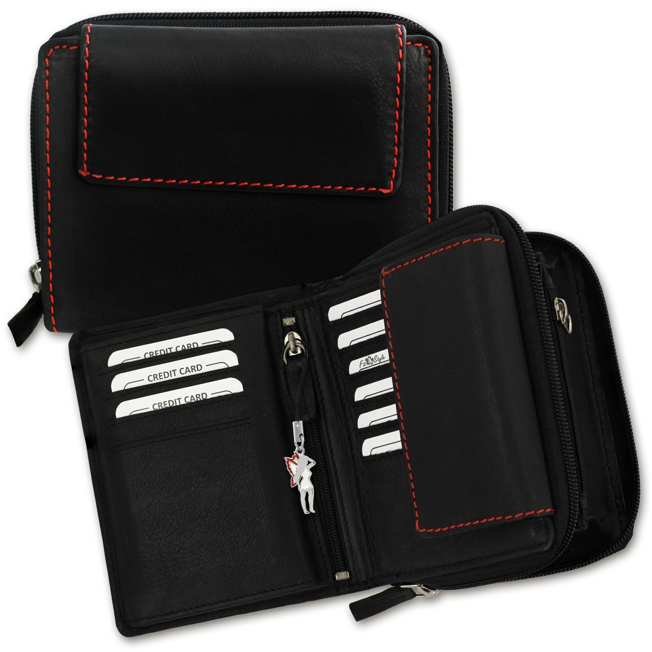 DrachenLeder schwarz Damen, Herren Portemonnaie Leder OPD708S