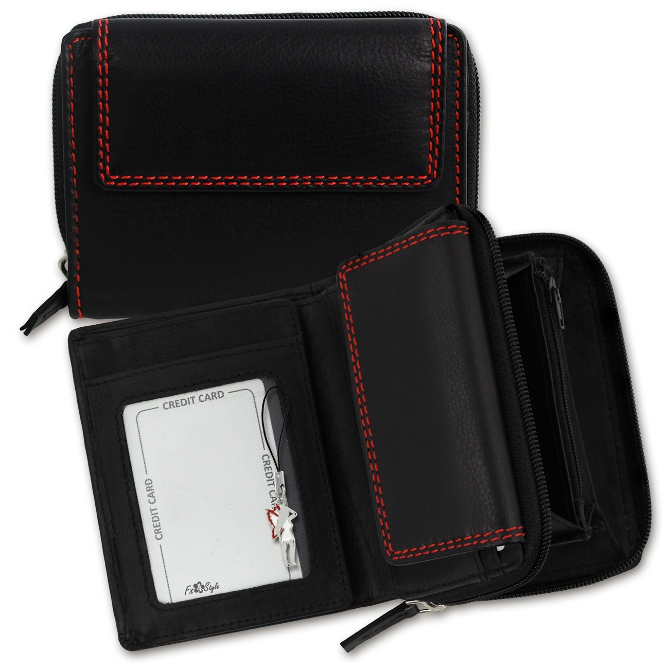 DrachenLeder schwarz Damen, Herren Portemonnaie Leder OPD710S