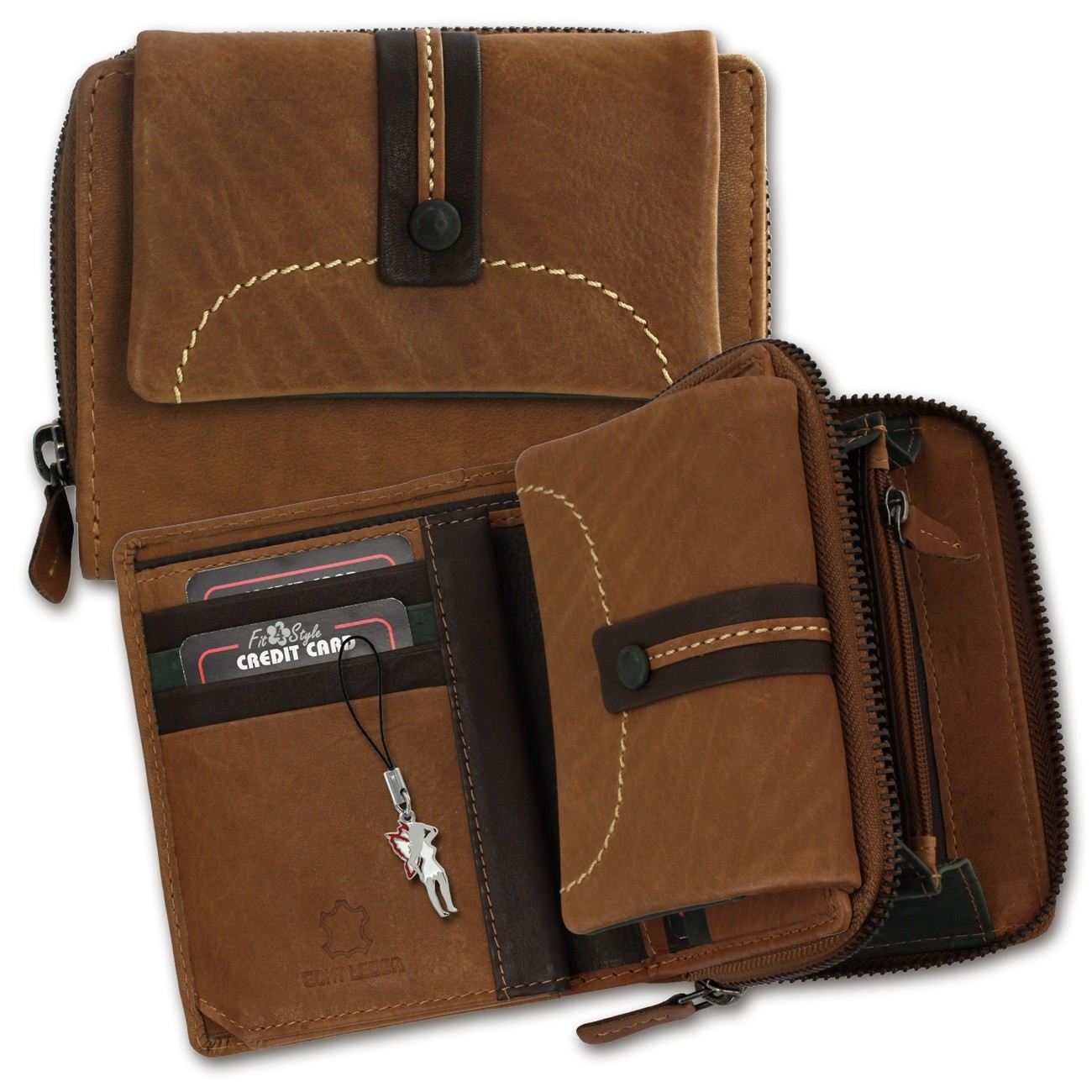 DrachenLeder braun Damen Portemonnaie Leder OPD712C