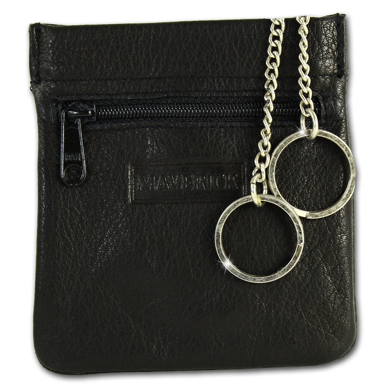 Maverick Schlüsseltasche Minibörse, Schlüsseletui echtes Leder schwarz OPD901S