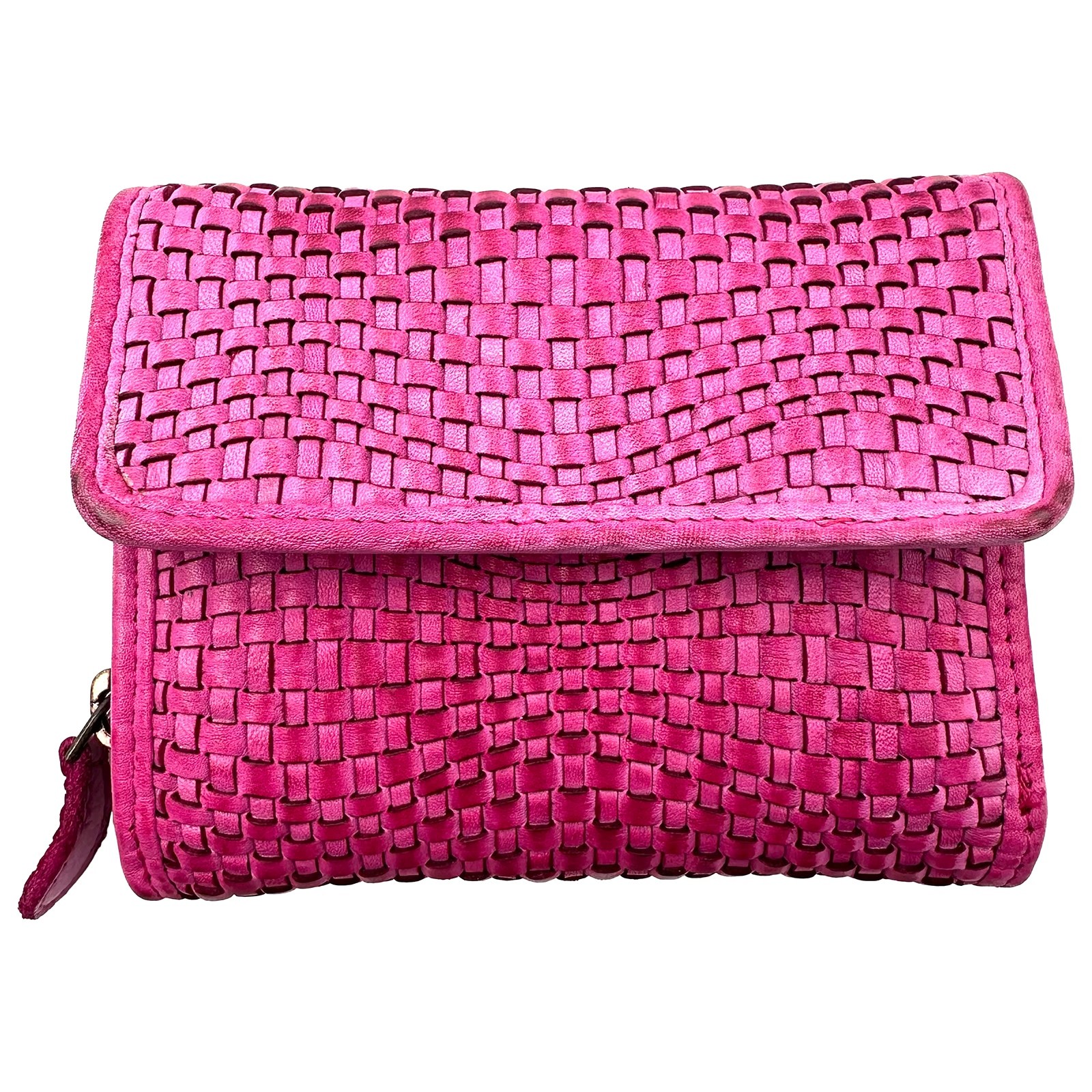 Florence Damen-Geldbörse fuchsia geflochten Echtleder OPF102P4