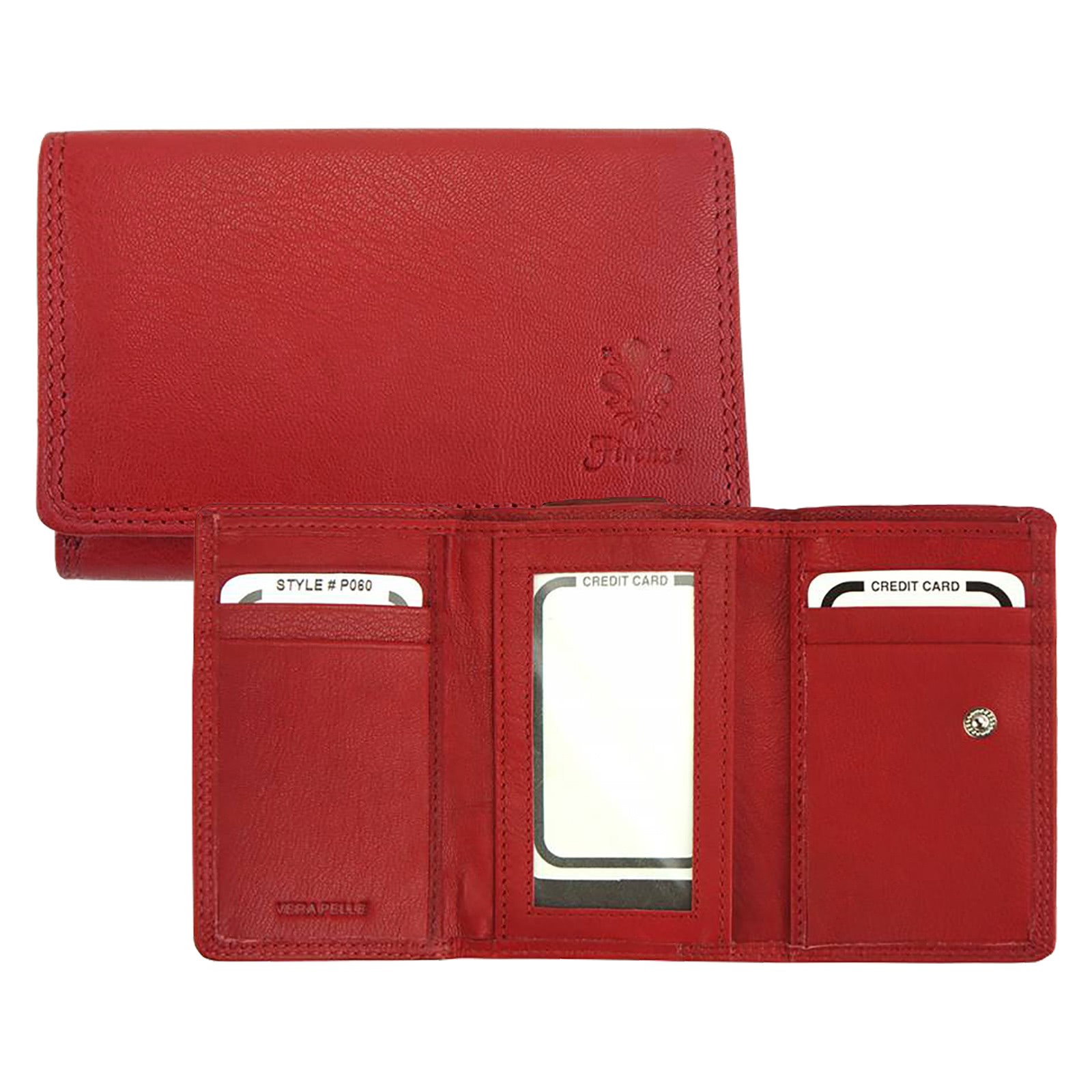 Florence Portemonnaie echtes Leder Geldbörse Damen Brieftasche rot OPF701R