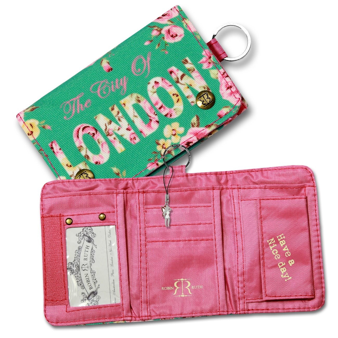 Minibörse Canvas grün pink Damen Portemonnaie Robin Ruth OPG101G