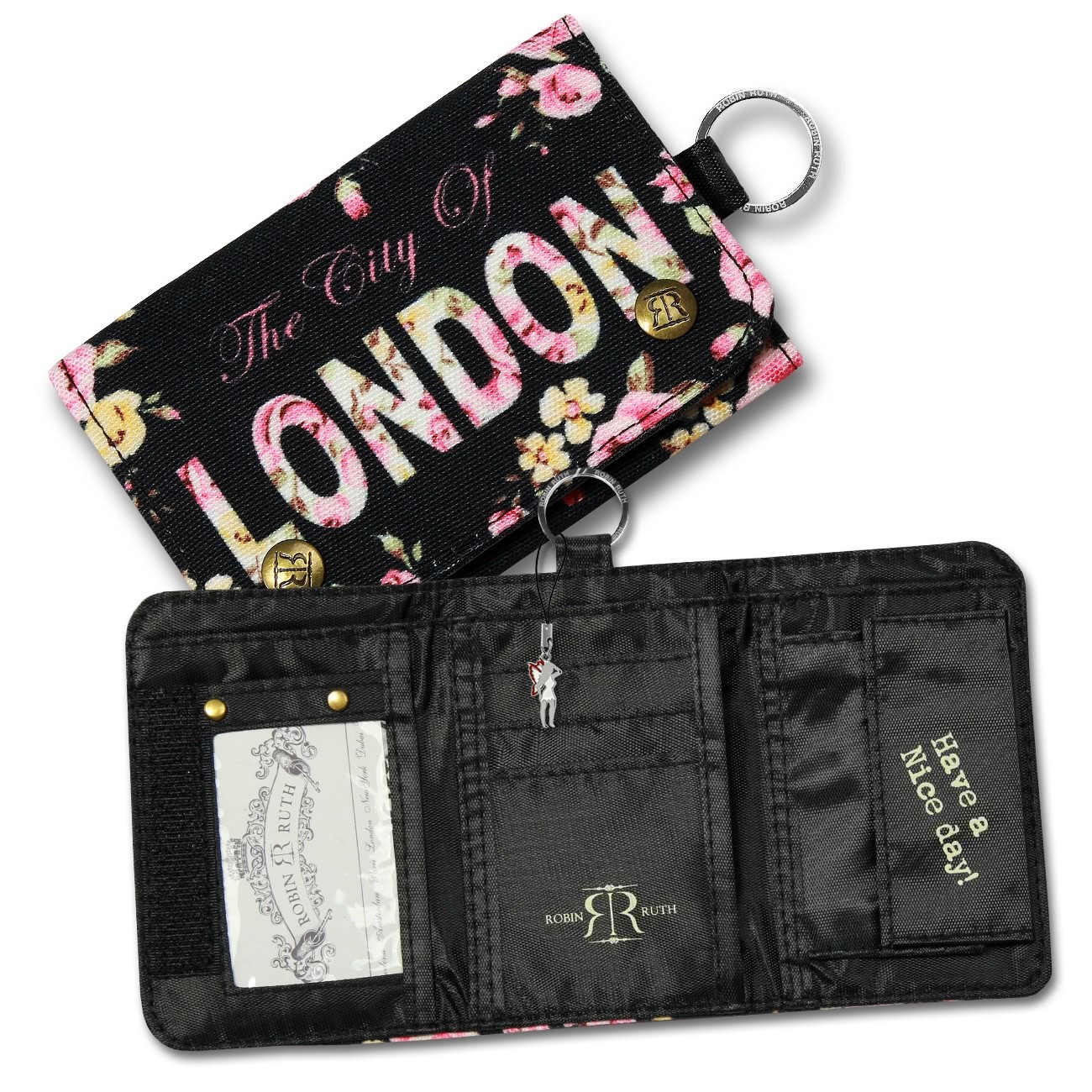 Minibörse Canvas schwarz pink Damen Portemonnaie Robin Ruth OPG101S