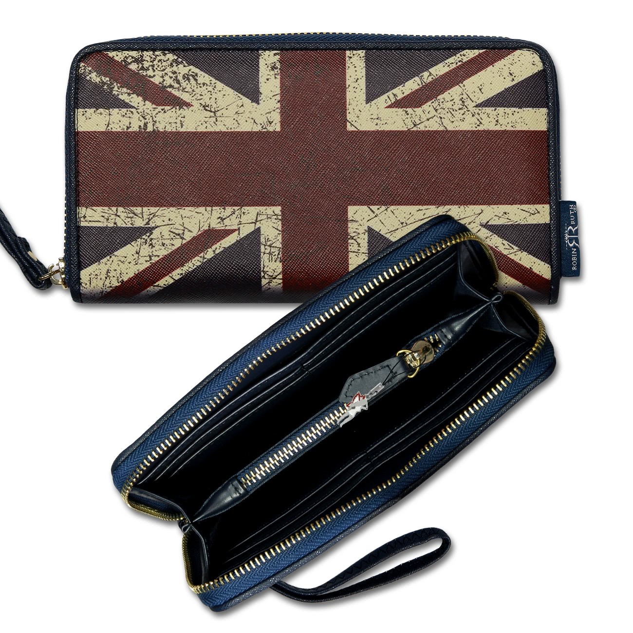 RobinRuth Geldbörse Wristlet Clutch Kunstleder blau Portemonnaie England OPG700F