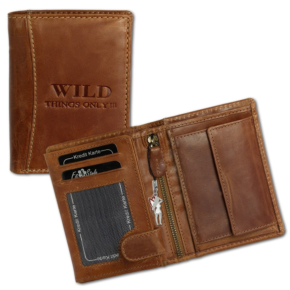 Wild Things Only cognac Portemonnaie echtes Leder Herren OPJ100O