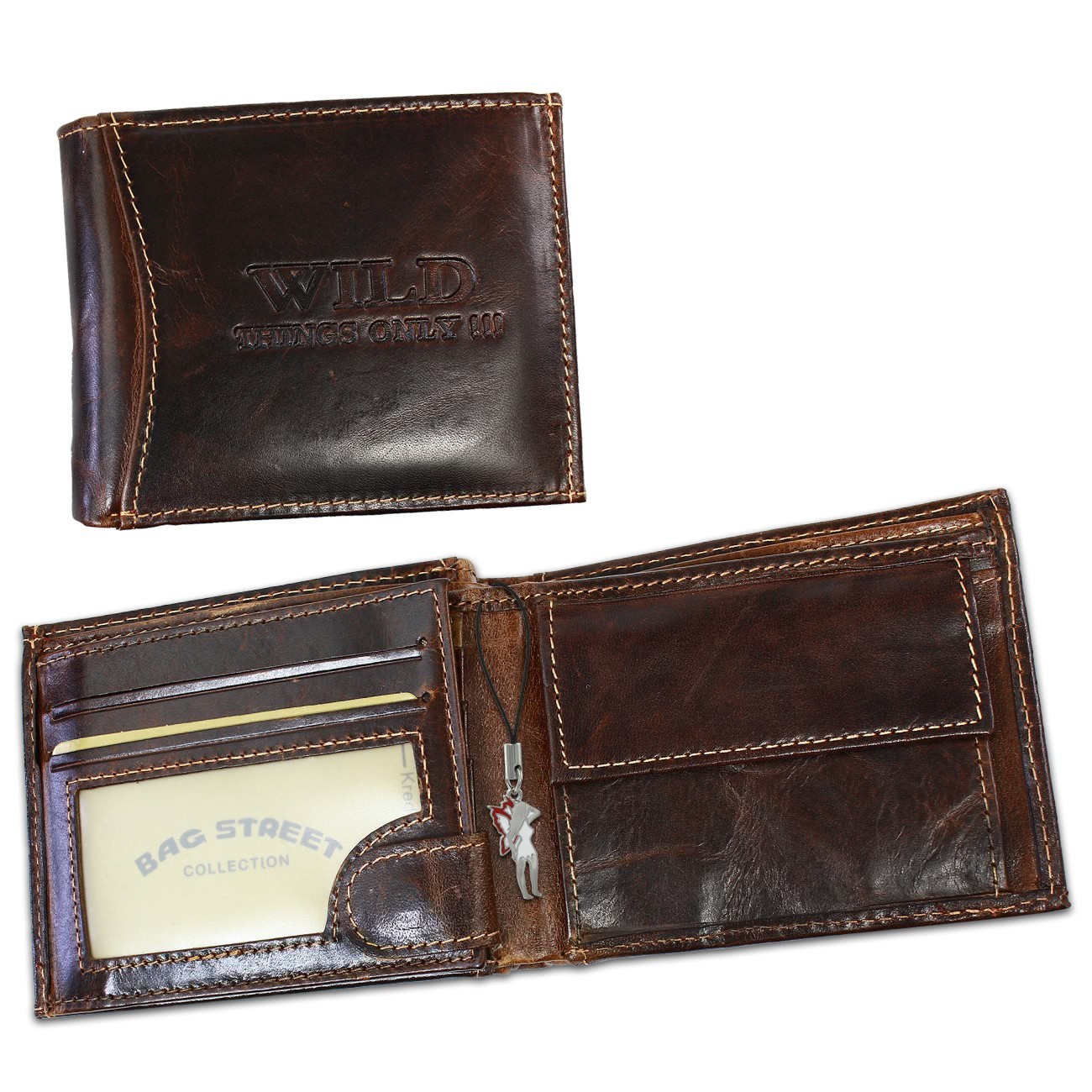 Wild Things Only echtes Leder braun Portemonnaie RFID Schutz OPJ102N