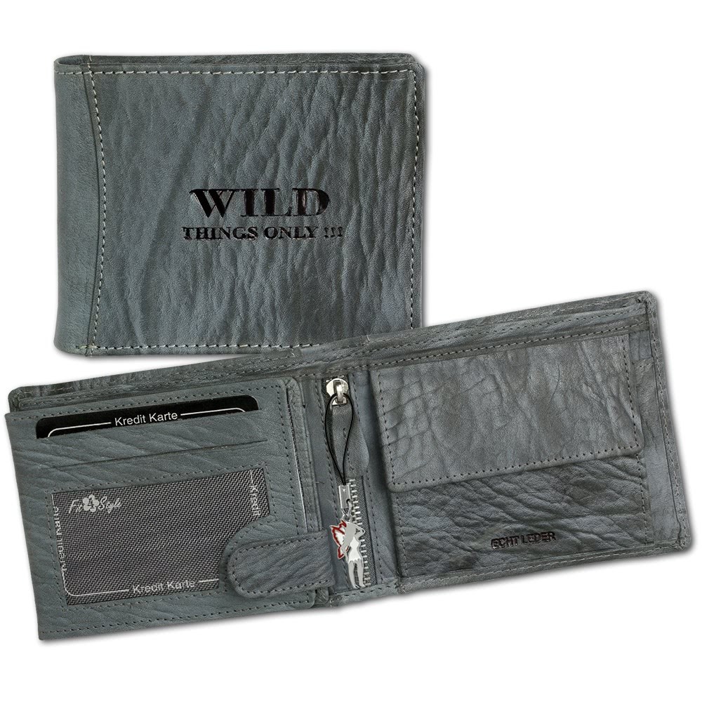 Wild Things Only Querformat blau echtes Leder Portemonnaie OPJ103B