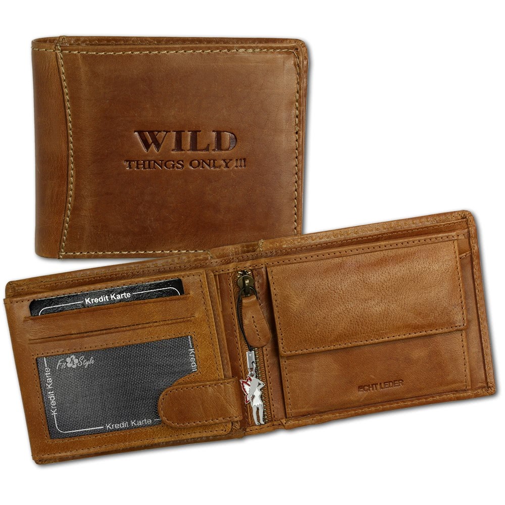 Wild Things Only braun Portemonnaie echtes Leder Herren OPJ103O