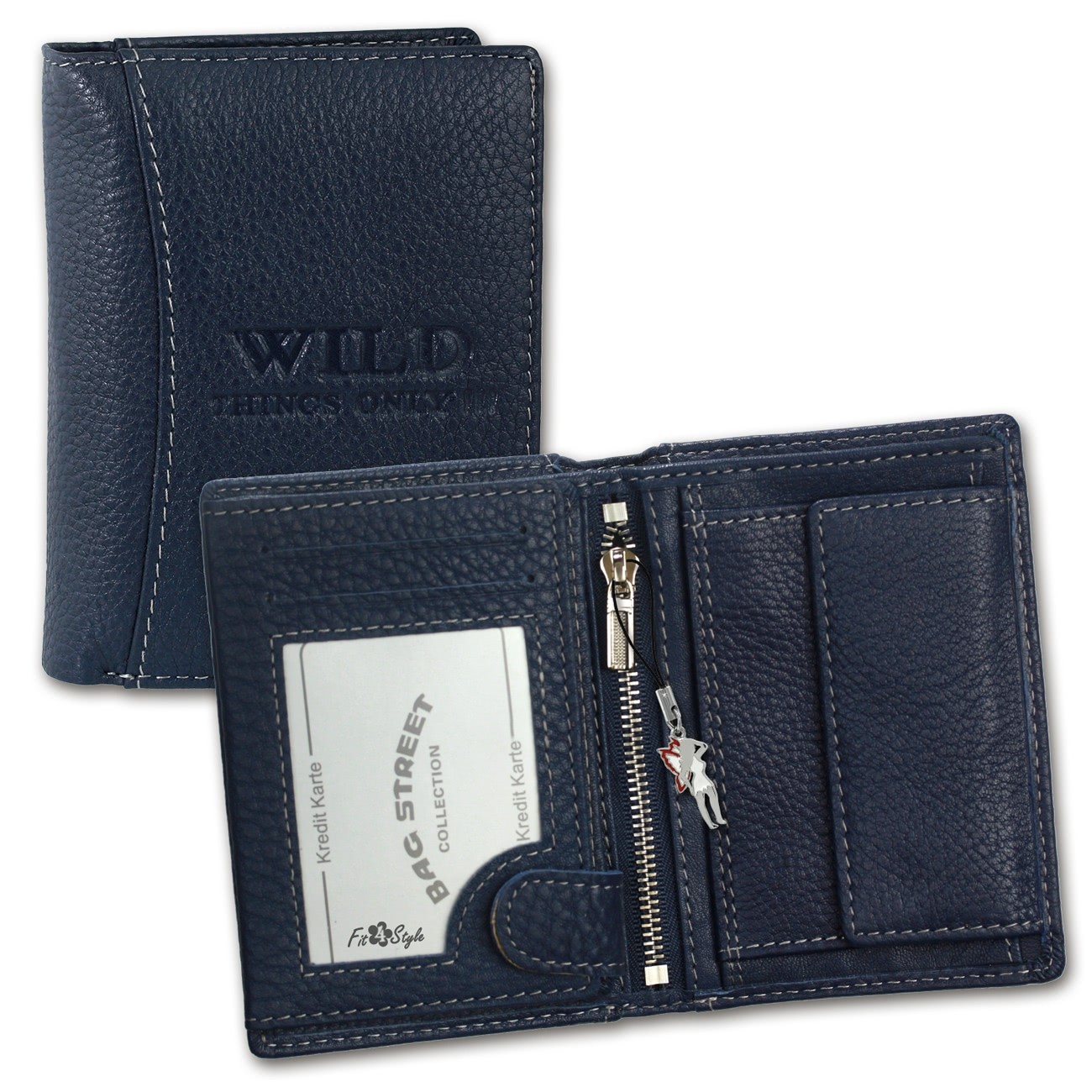 Wild Things Only Herren Portemonnaie Leder blau RFID Schutz OPJ113B