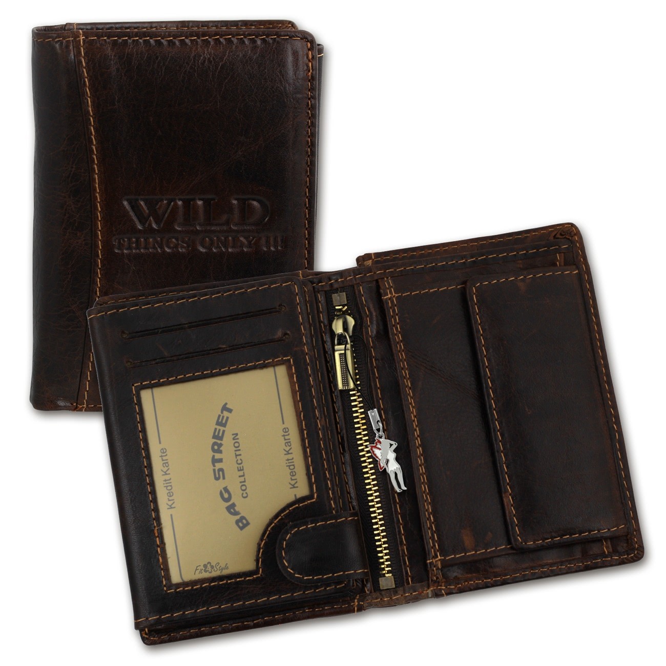 Leder braun Portemonnaie Geldbeutel Wild Things Only OPJ113N