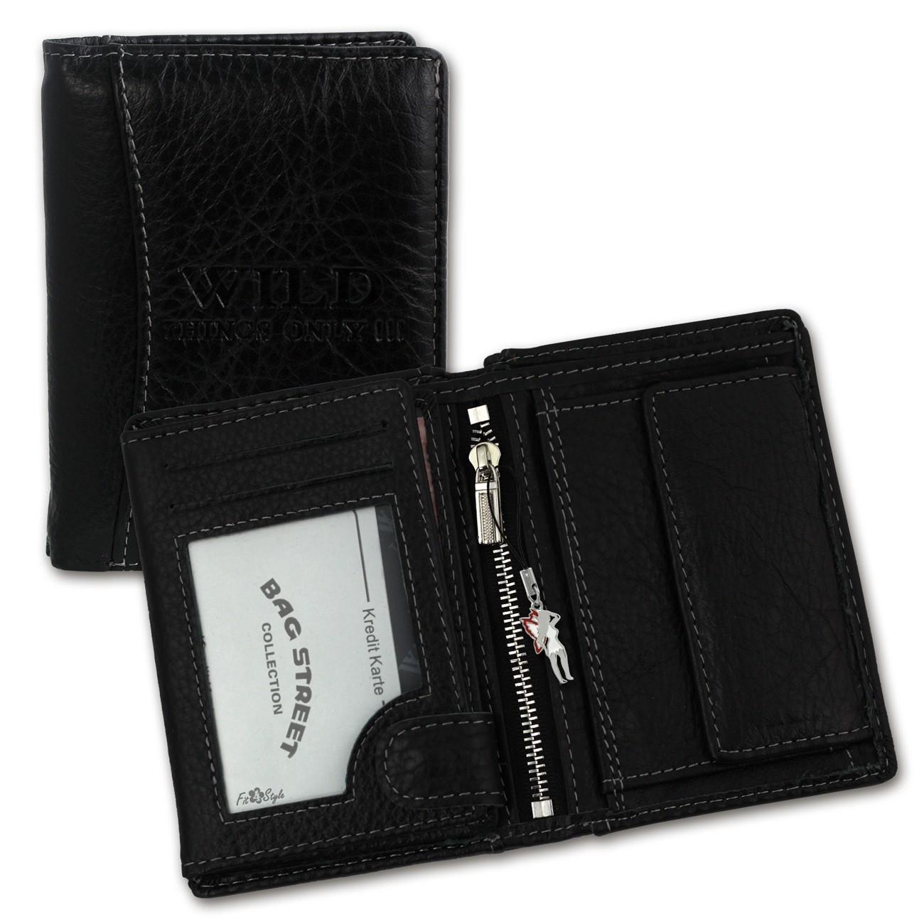 Wild Things Only Leder schwarz Portemonnaie Herren RFIDSchutz OPJ113S