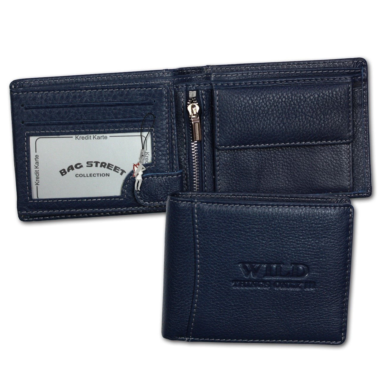 Wild Things Only Herren Portemonnaie Leder blau RFID Schutz OPJ114B
