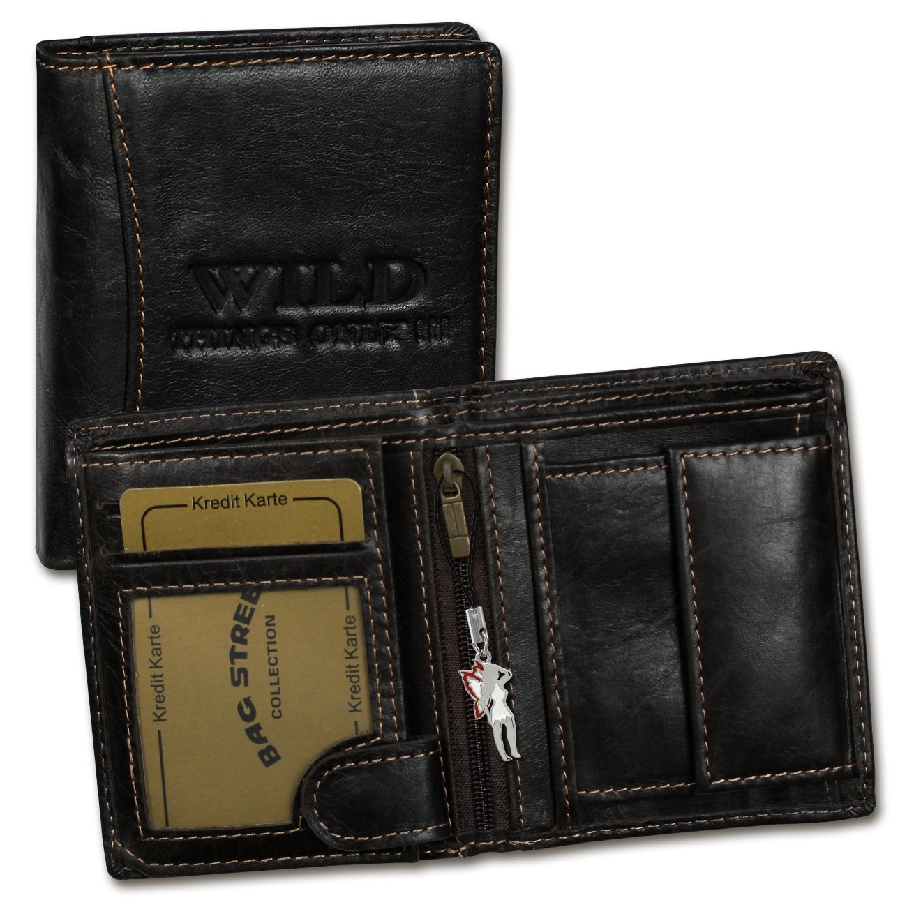 Wild Things Only Leder braun RFID Schutz klein Brieftasche OPJ115N