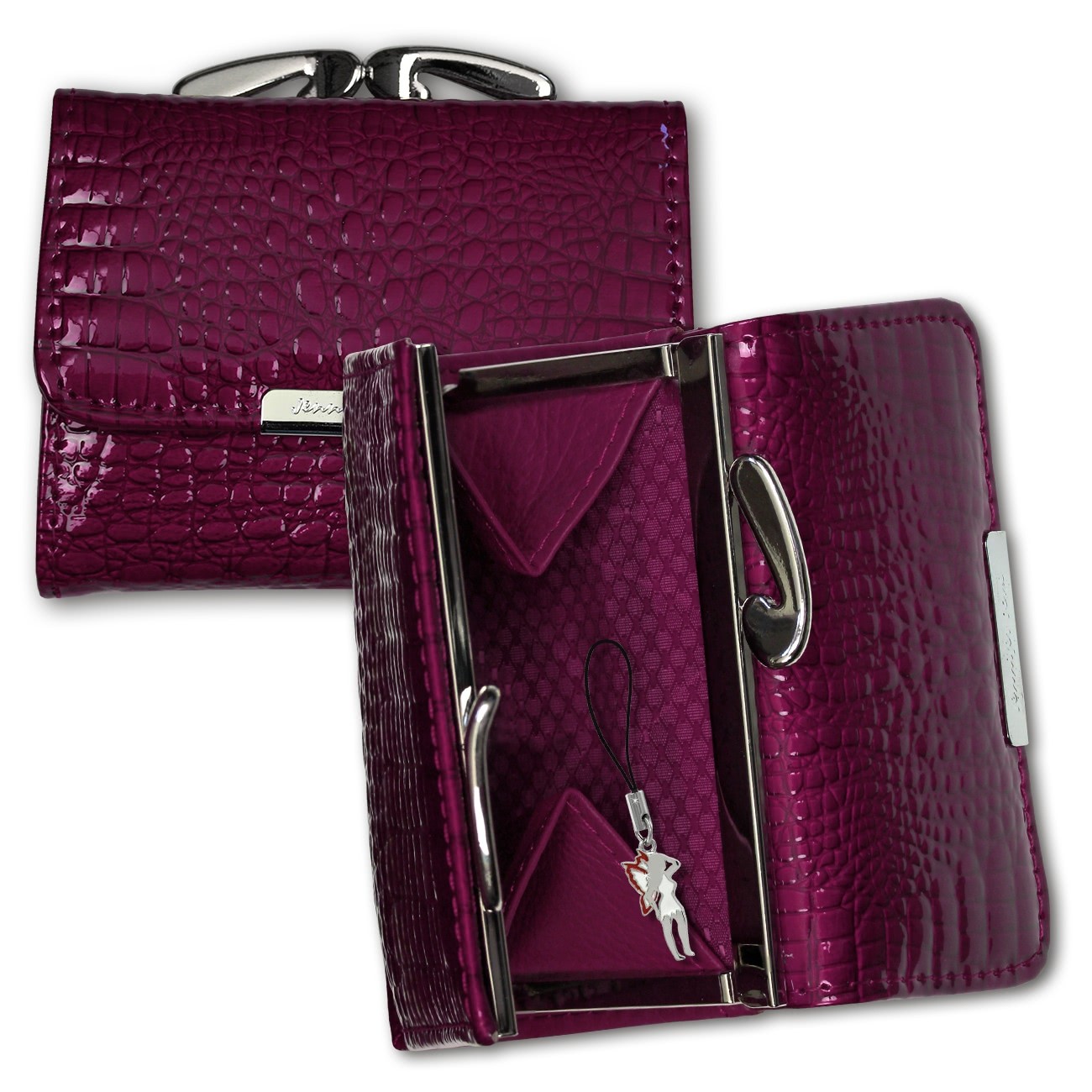 Geldbörse Leder violett kleines Portemonnaie Minibörse Jennifer Jones OPJ119V