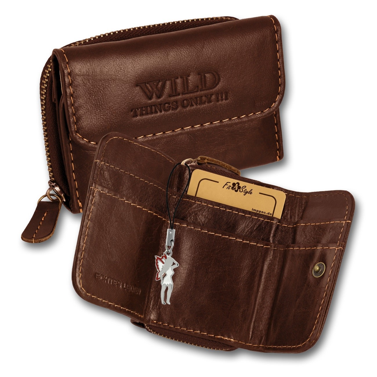 Wild Things Only echtes Leder braun Portemonnaie Minibörse OPJ120N