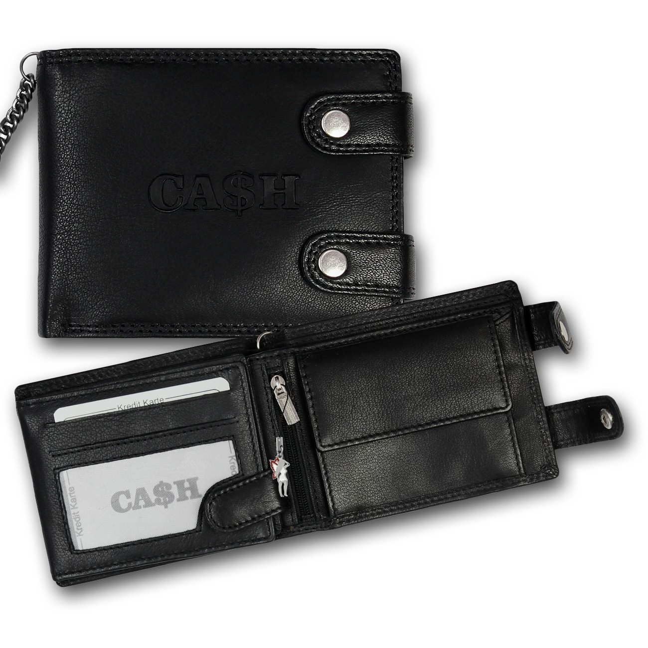 Bag Street Bikerbörse quer Leder schwarz Herren Brieftasche OPJ124S