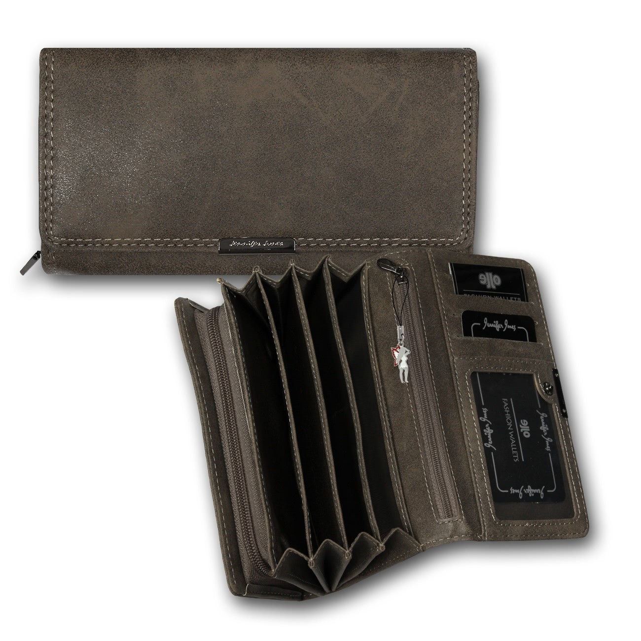 Jennifer Jones Kellnerbörse Kunstleder braun Damen Brieftasche OPJ125N