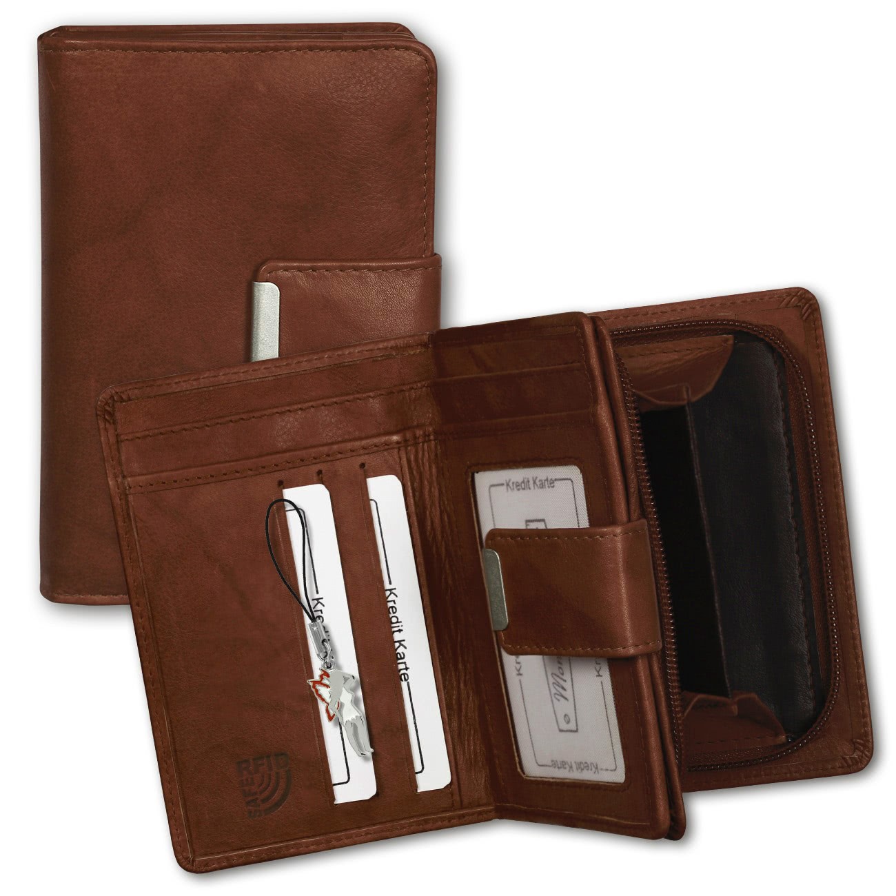 Money Maker Echt-Leder chianti rust Portemonnaie RFID Schutz OPJ701O