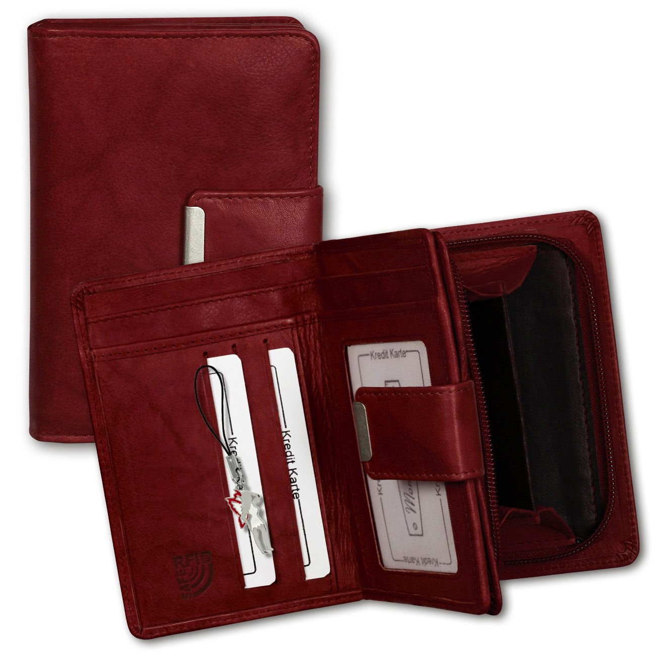 Money Maker Leder rot Brieftasche Portemonnaie RFID Schutz OPJ701R
