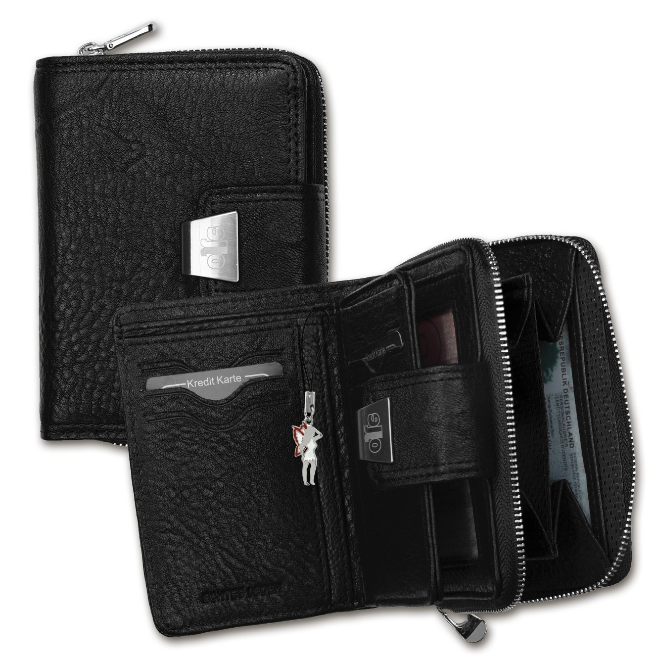 Jennifer Jones Leder schwarz Portemonnaie RFID OPJ708S