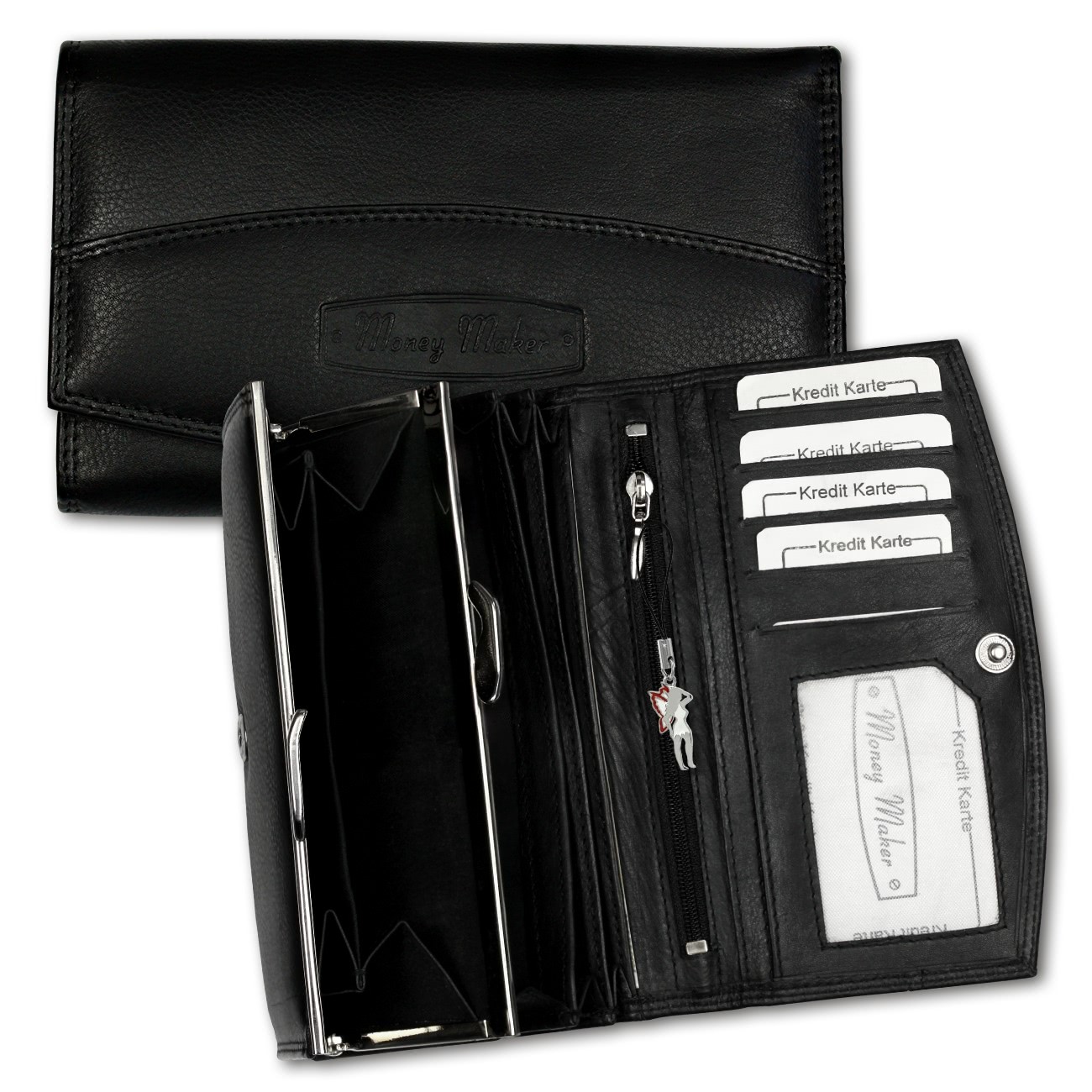 Money Maker Leder schwarz Portemonnaie RFID Schutz Börse OPJ719S