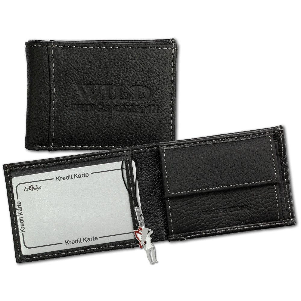 Wild Things Only Leder schwarz Portemonnaie Minibörse RFID OPJ800S