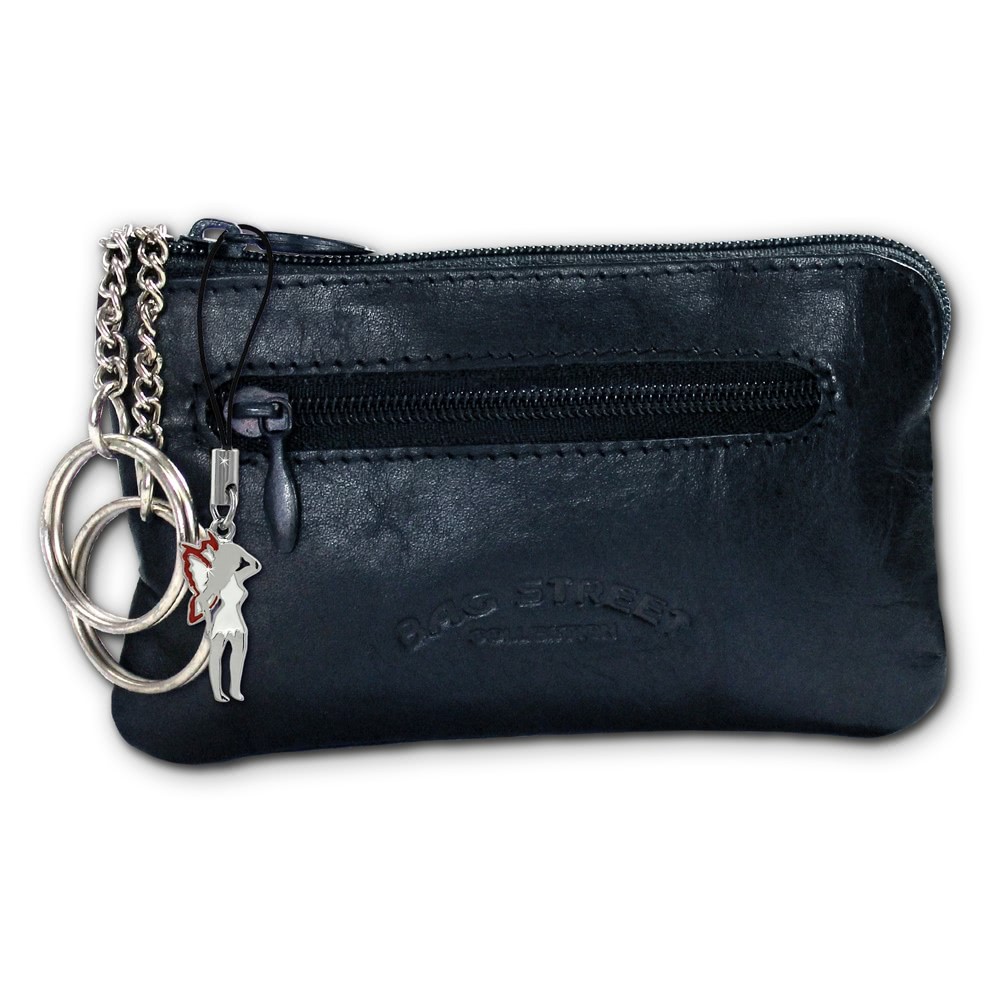 Bag Street Schlüsseltasche dunkelblau Echtleder, glattes Leder Etui OPJ900H