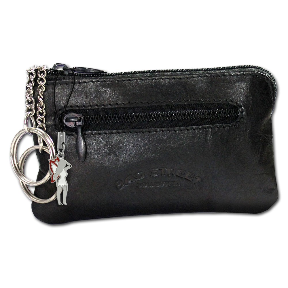 Schlüsseltasche schwarz Echtleder, glattes Leder Etui Bag Street OPJ900S